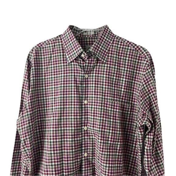 Peter Millar Long Sleeve Plaid Button Down Shirt Mens Size M Pink Red Green Top - Picture 3 of 5